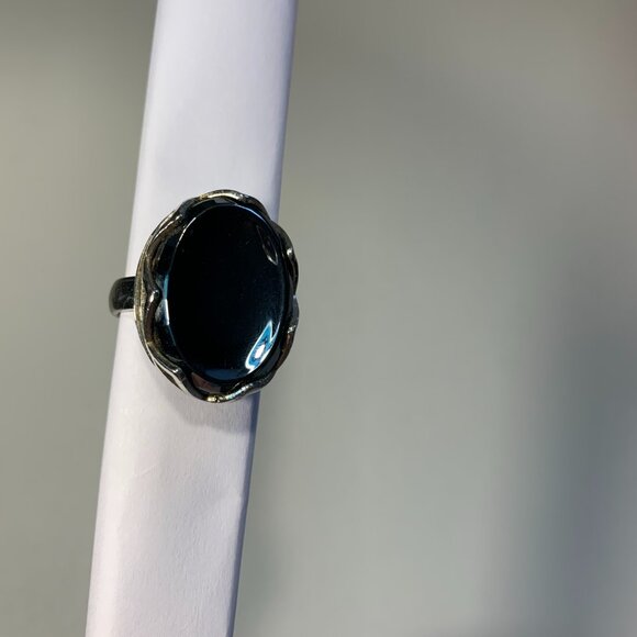 Vintage Whiting & Davis Hematite and silver cocktail ring - Picture 5 of 5